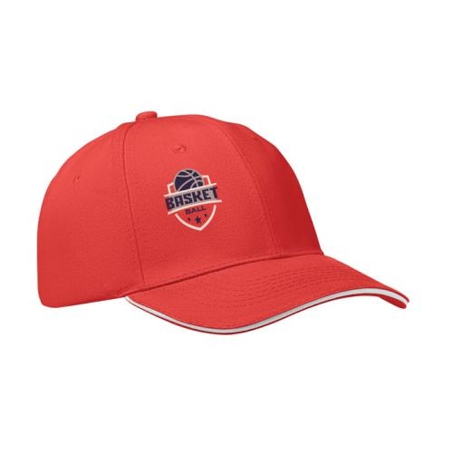 Baseballcap met 6 panelen Buffalo wit/rood