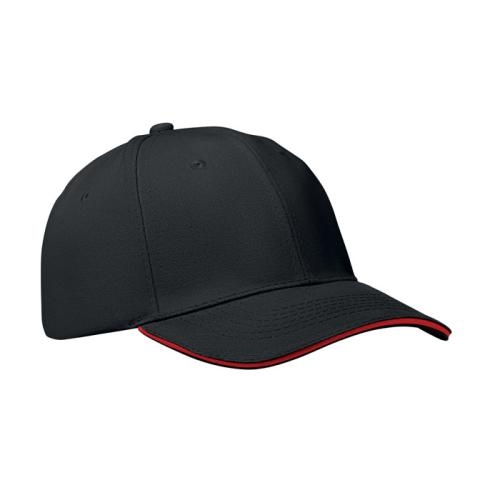 Baseballcap met 6 panelen Buffalo zwart/rood