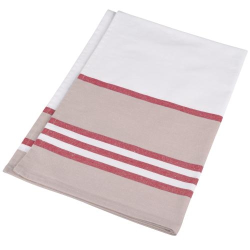 Gestreepte katoenen theedoek wit/rood