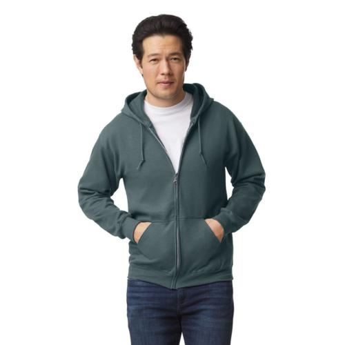 Gildan hooded zip sweater dark heather,l