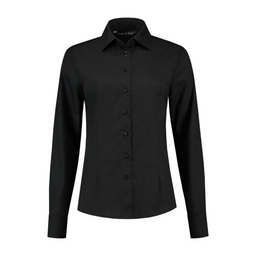 L&S Shirt Poplin Mix LS for her zwart,3xl