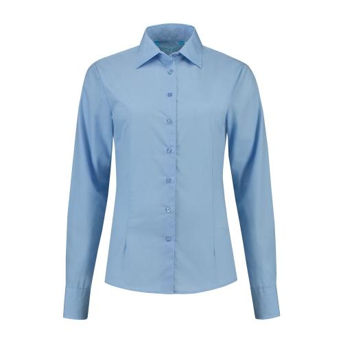 L&S Shirt Poplin Mix LS for her lichtblauw,l