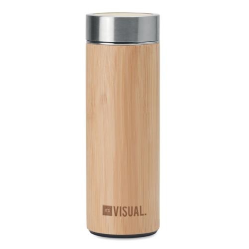 RVS thermosfles bamboe standaard