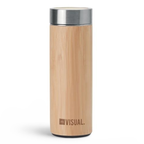RVS thermosfles bamboe