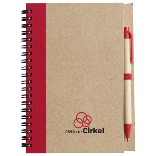 A5 gerecycled notitieboekje met pen rood