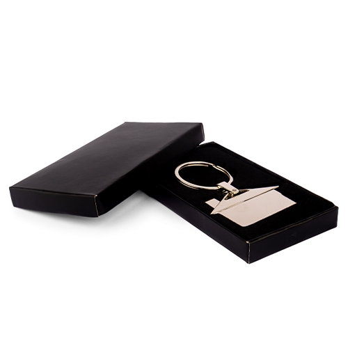 Verchroomde sleutelhanger huis metal