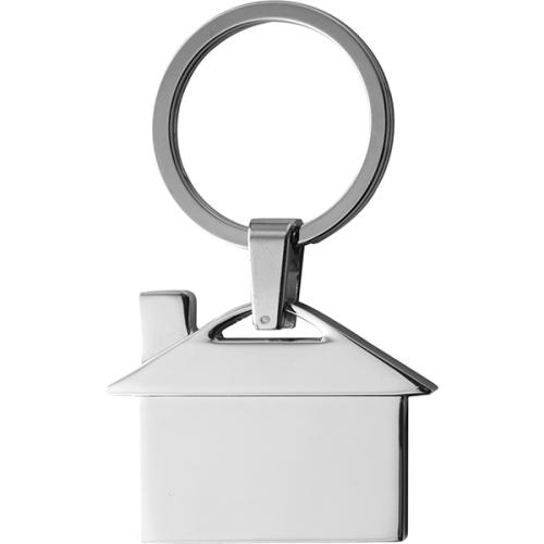 Verchroomde sleutelhanger huis metal