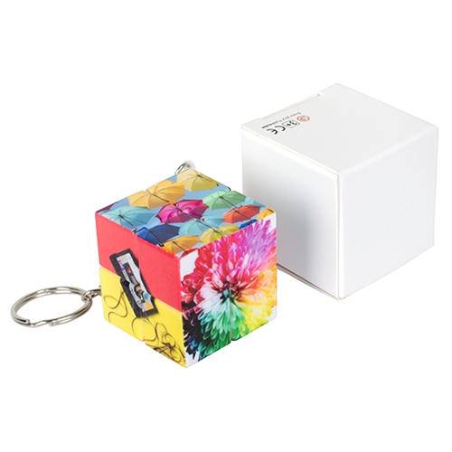 Sleutelhanger puzzelkubus mini wit
