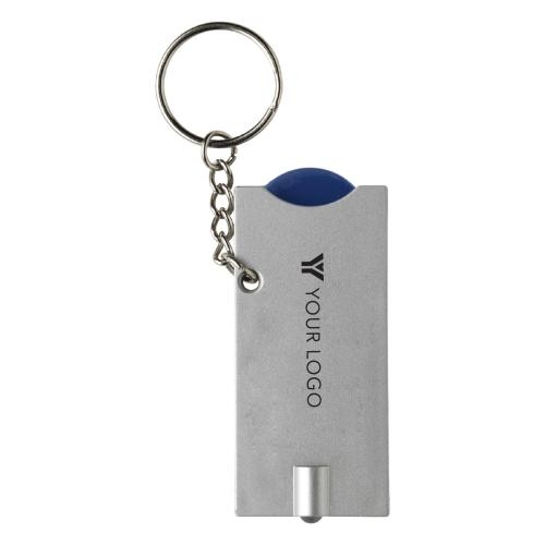 Sleutelhanger zaklamp met winkelwagenmunt blauw