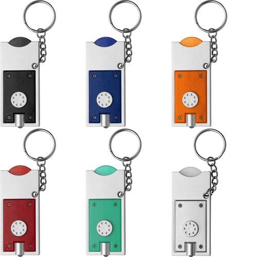 Sleutelhanger zaklamp met winkelwagenmunt blauw