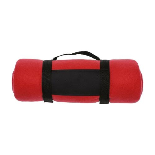 Fleecedeken met nylon handgreep rood