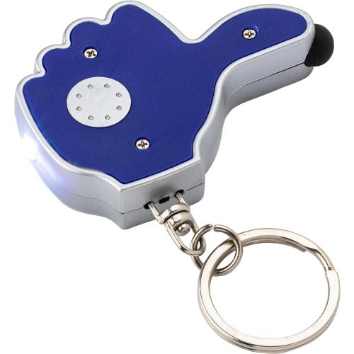 Sleutelhanger handje met stylus en lampje blauw