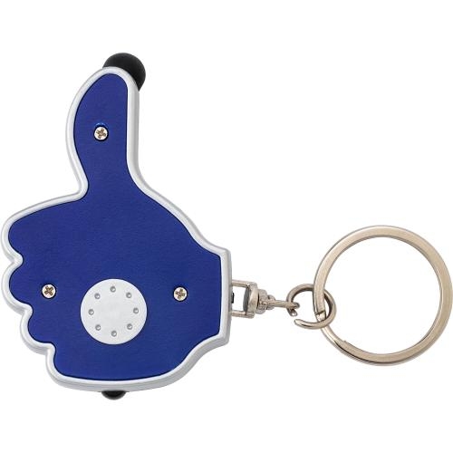 Sleutelhanger handje met stylus en lampje blauw