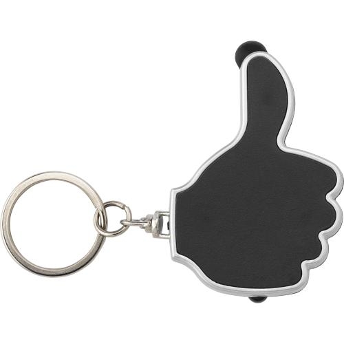 Sleutelhanger handje met stylus en lampje zwart