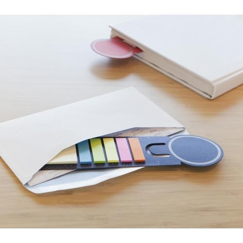 Boekenlegger met memostickers blauw
