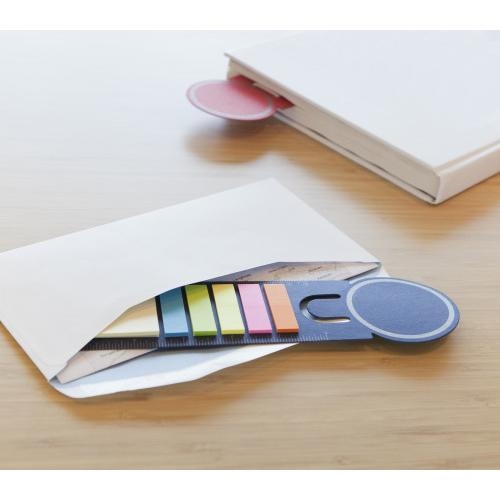 Boekenlegger met memostickers blauw