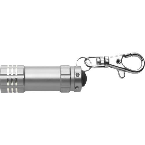 Sleutelhanger met aluminium zaklampje zilver