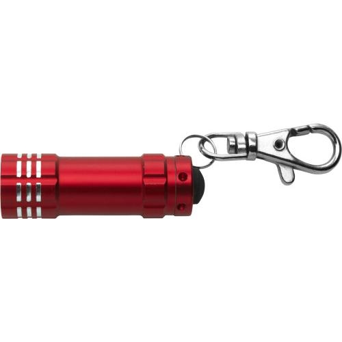 Sleutelhanger met aluminium zaklampje rood