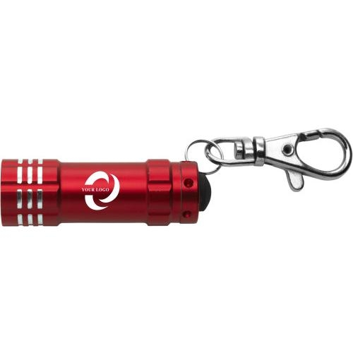 Sleutelhanger met aluminium zaklampje rood