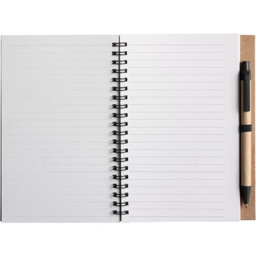 Milieuvriendelijk notitieboekje met balpen geel