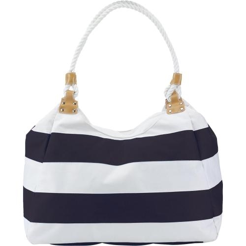 Strandtas blauw/wit