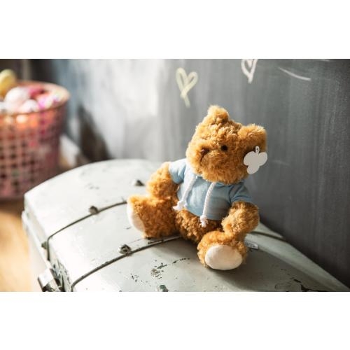 Pluche teddybeer met hoodie lichtblauw