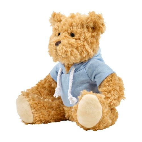 Pluche teddybeer met hoodie lichtblauw