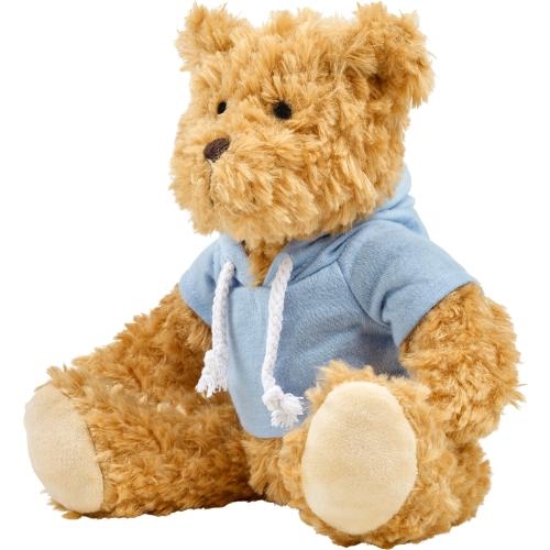 Pluche teddybeer met hoodie lichtblauw