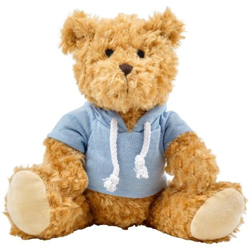 Pluche teddybeer met hoodie lichtblauw