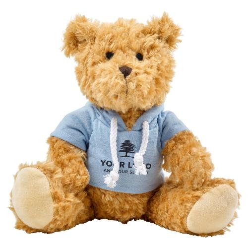 Pluche teddybeer met hoodie lichtblauw