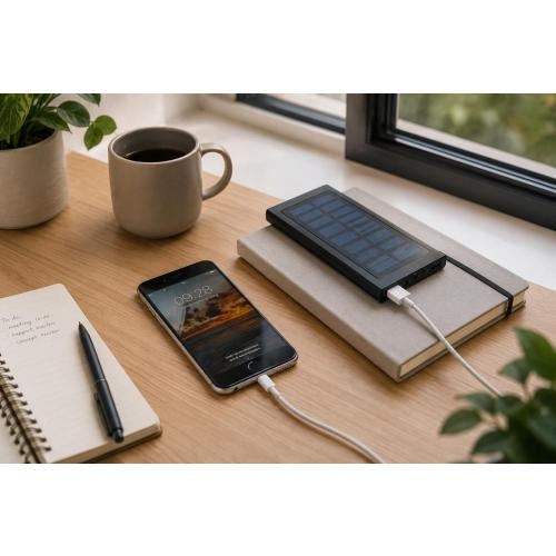 ABS en aluminium zonne oplader zwart