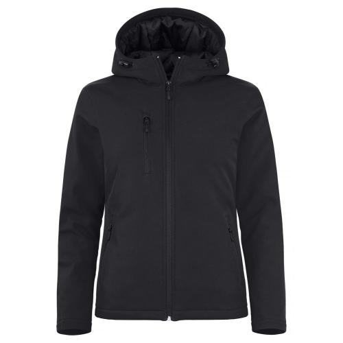 Padded hoody softshell ladies zwart,l