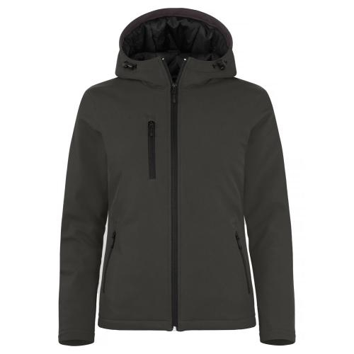 Padded hoody softshell ladies donkergrijs,l