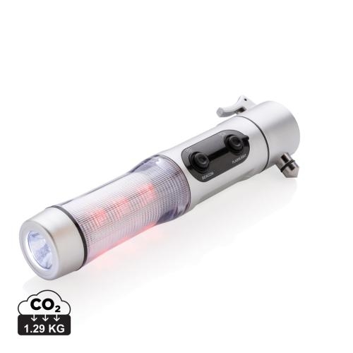 Veiligheidszaklamp met noodhamer zilver