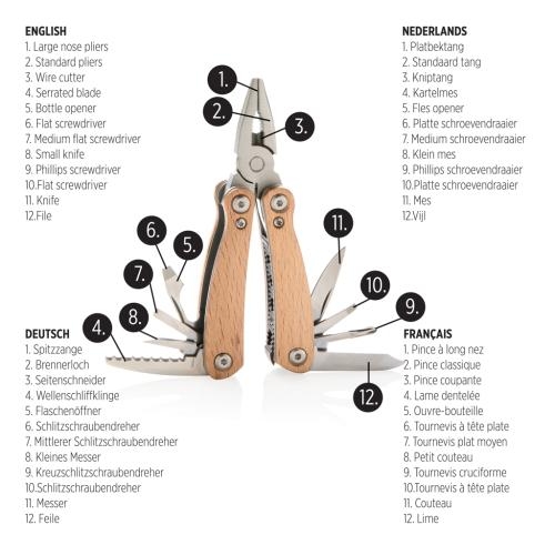 Mini houten multitool bruin