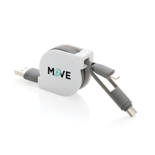 3-in-1 kabel met rolmechanisme wit