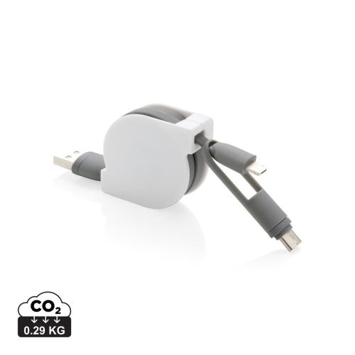 3-in-1 kabel met rolmechanisme wit