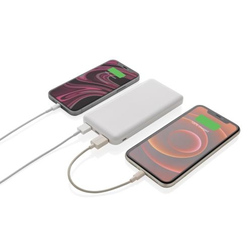 High density 10.000 mAh zakformaat powerbank wit