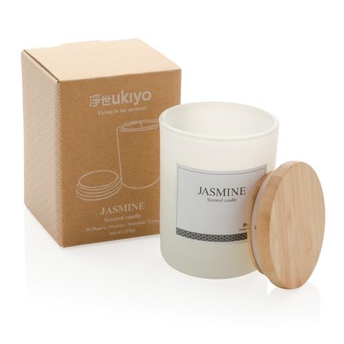 Ukiyo luxe geurkaars met bamboe deksel wit