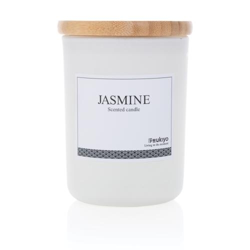 Ukiyo luxe geurkaars met bamboe deksel wit