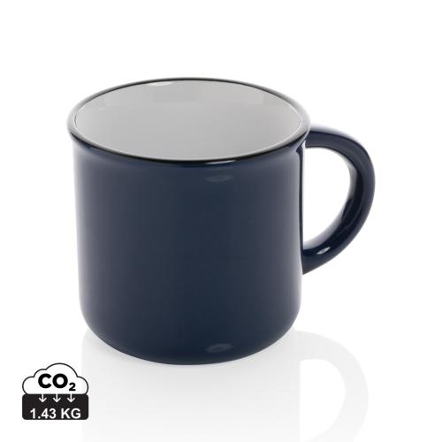 Vintage keramische mok donkerblauw