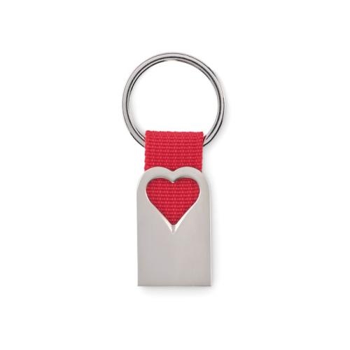 Metalen sleutelhanger Bonheur rood