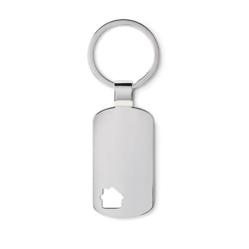 Metalen sleutelhanger huisje House Key mat zilver