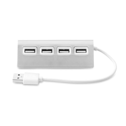 Hub met 4 poorten Aluhub mat zilver