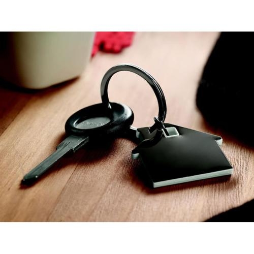 Huisvormige sleutelhanger wit