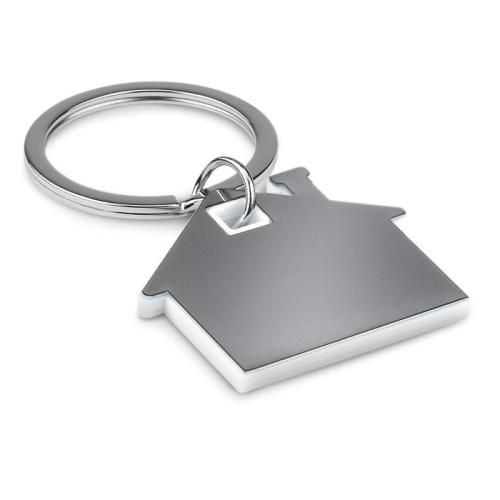 Huisvormige sleutelhanger wit