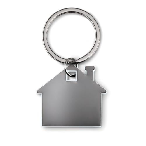 Huisvormige sleutelhanger wit