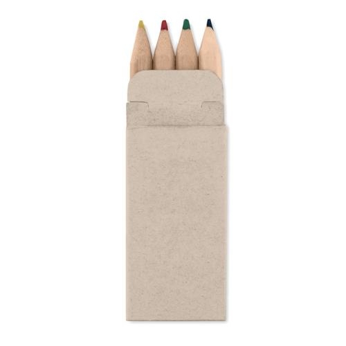 4 mini kleurpotloden in doosje beige