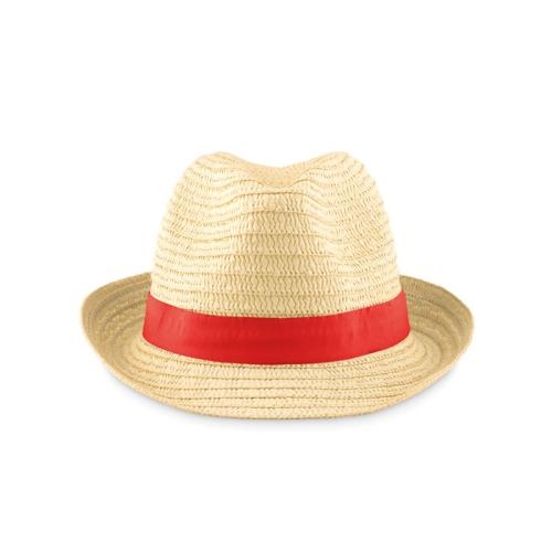Strohoed naturel rood
