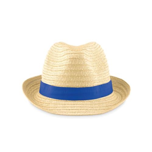 Strohoed naturel royal blue